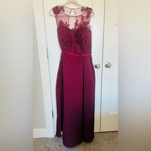Oleg Cassini Strapless Burgundy Dress